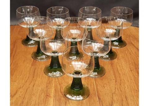 Set of 10 Claret Wine Glasses Ruwer by Schott-Zwiesel Green Stem Crystal?