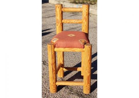 Rustic Southwestern Log Barstool Solid Wood Accent Chair